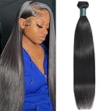 Brazilian Straight Human Hair Bundles 20 Inch 1 Bundle Human Hair Weave 12A 100% Unprocessed Virgin Hair Extensions Single Bundle Natural Black Color