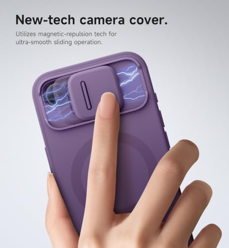 Image of SURITCH for iPhone 17e /16e Case with Magnetic Camera Slide Cover and Adjustable Kickstand, Compatible with MagSafe, Shockproof Bumper Case Slim Protective Cover 6.1 Inch,Dark Purple