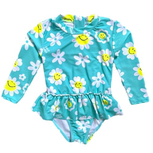 Maiô Menina Manga Longa Infantil Bebe Com Proteção Uv 50 Maio Com Chapeu (BR, Idade, 4 Anos, Verde C