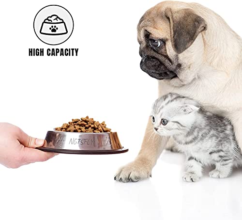 Hundenapf Edelstahl, Futternapf Katze mit Namen&Muster rutschfest Gummibasis Personalisiert Fressnapf Hunde Groß Stapelbare Wassernapf Hundenäpfe für Futter oder Wasser(20cm,1000ml)