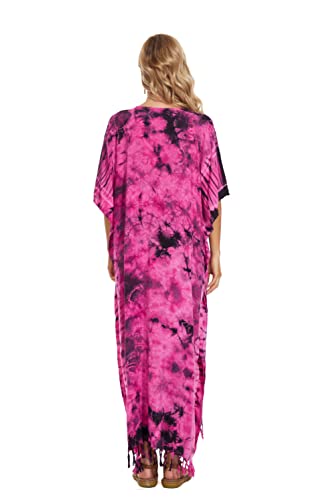 Image of Beautybatik Women Hippie Tie Dye Caftan Kaftan Loungewear Maxi Plus Size Long Dress XL to 4X