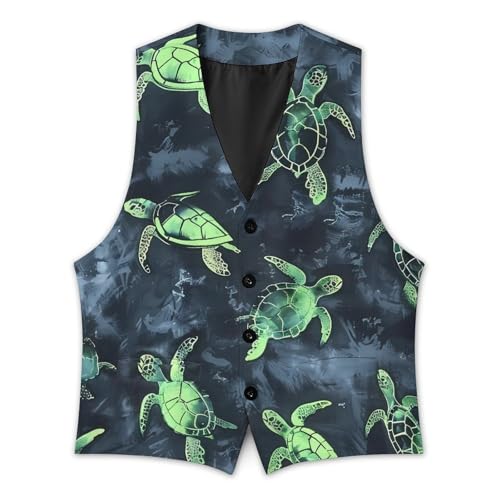 Turtles Tie Dye Pattern Suit Vest for Men Casual Business Tuxedo Slim Fit Suit Vests Lightweight Waistcoat2