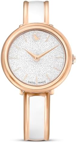 Swarovski Crystalline Bangle Watch, Swiss Made, Metal Bracelet, Clear, Rose Gold-Tone Finish