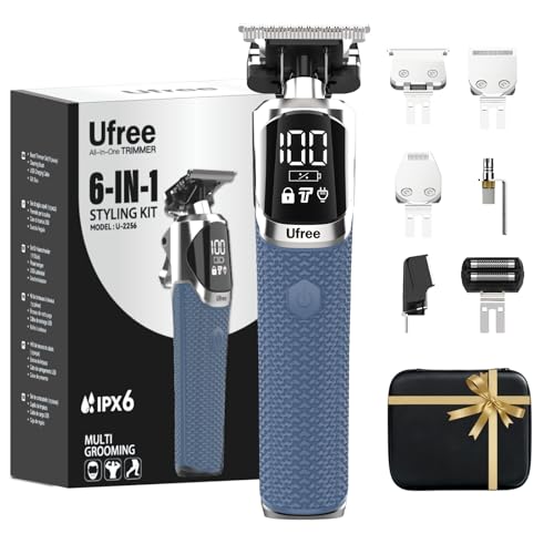 Ufree 6-in-1 Professional Beard Trimmer for Men, IPX6 Waterproof Electric