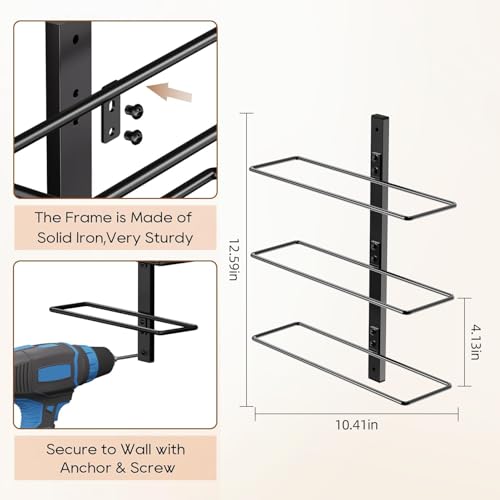 Image of B4Life Wine Rack Wall Mounted 3 Bottles, Hanging Wink Racks Small Space | Small Apartments Wine Selection, Newcomers, Dress up a Blank Wall, Small Wine Rack, Home Bar, Modern, Cellar, Kitchen