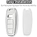 Kirsnda Key Fob Cover with keychian compatible with audi 2021 2022 2023 2024 2025 A6 A7 A8 Q6 Q7 Q8 ect S or RS smart remote key,TPU Protection Key Case (silver white)