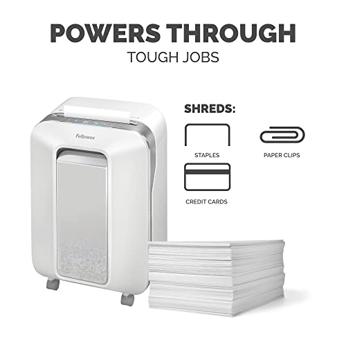 Image of Fellowes LX20M 12 Sheet P-4 Micro-Cut, Heavy Duty Paper Shredder for Office, 100% Jam Proof (White)