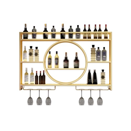 Półka na alkohol montowana na ścianie, stojak na wino montowany na ścianie przemysłowy stojak na wino półka ekspozycyjna stojak do przechowywania butelek z oświetleniem LED ścienne stojaki na wino na