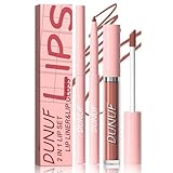 Fexblz Matte Liquid Lipstick and Lip Liner Set, Non-Stick Cup Not Fade,Velvety Liquid Lipstick Long Lasting Waterproof Nude Lip Gloss for Girls and Women (Set #12, 2pcs)