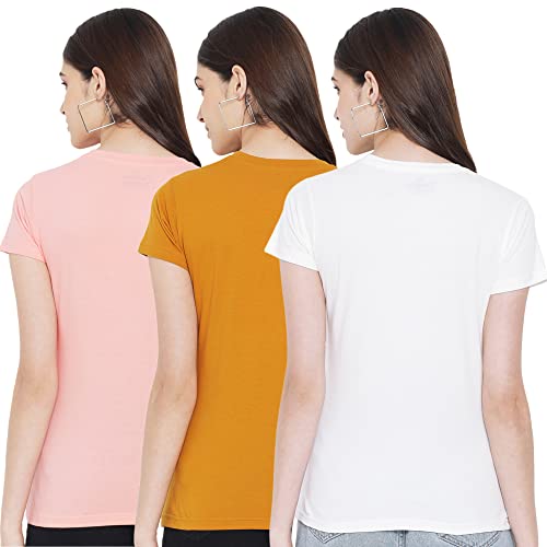 Image of Preneum Women's Cotton Regular Fit Graphic Printed T-Shirt | Trendy Stylish Casual Round Neck Short Sleeve Tee | Soft & Breathable | Pack of 3