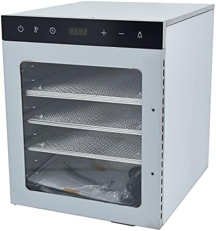 TAIMIKO 6/10 Trays Commercial Food Dehydrator Machine Stainless Steel Digital Adjustable Timer 30-90 C° Temperature Control,Visible Window,LED Touch Panel,Drying Fruit,Meat and Vegetables(10 Trays)