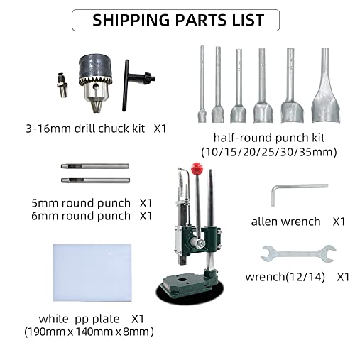 Yvokern Leather Punch Hole Tool Hand Press Puncher Manual Stamping Machine For Punching Leather Holes With 3-16Mm Chuck And Half-Round Punch Kit Get Your Craft Work Slient (Yvk-16S-Pp-Ck2) #TOP5