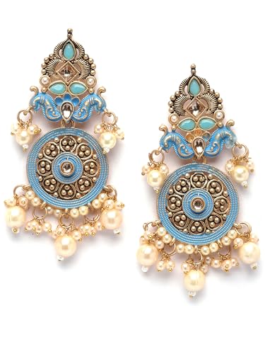 Image of Karatcart Red Stone Studded Gold Plated Drop Earrings for Women