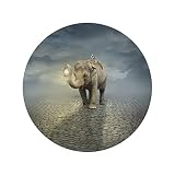 KOCHSA Elephant Surreal Nappe ronde ajustée avec bords élastiques pour salle à manger intérieure et extérieure Taille L 122 à 142 cm