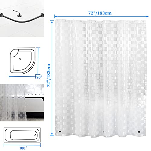 Anyev Clear Shower Curtain Liner - 8G Eva 72" X 72" Plastic Bathroom Shower Curtain With Heavy Duty Magnet And Rustproof Metal Grommets, Not Stiff, Waterproof, 12 Hooks #TOP5