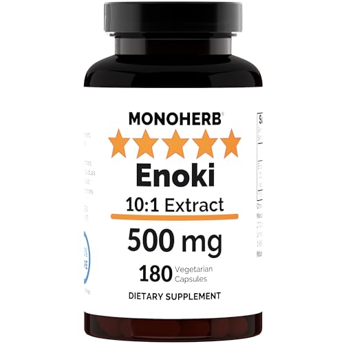 MONOHERB Enoki Mushroom Extract 500 mg - 180 Capsules