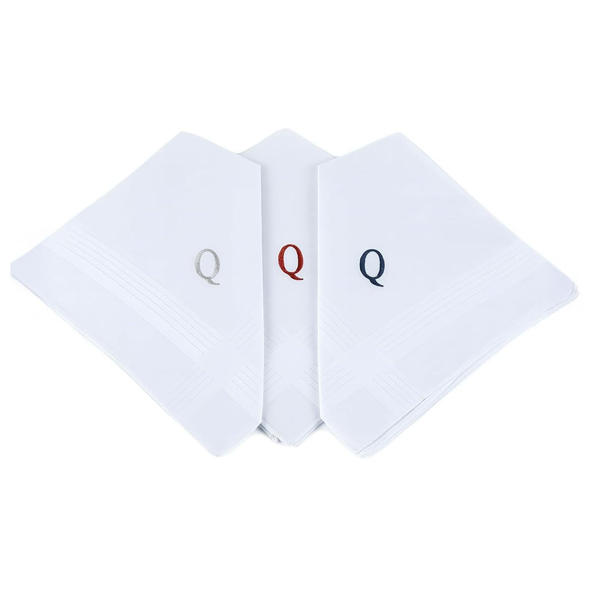 Initial Handkerchief for Men, Monogrammed Boxed 3 Piece Set,100% Cotton