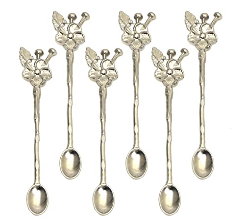 MoonShield Casting Tea & Coffee Stirring Spoon Set - 5 Inch6 Pieces - Unique Evil Eye Design - A Very Different Product Dazzling - Suitable for Dessert and Espresso - Best Gift Idea (Silver)