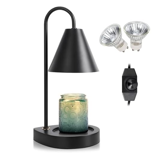 Candle Warmer Lamp - Dimmable Candle Lamp Warmer Electric with 2 Bulbs, Scented Wax Melter Warming Lamps No Smoke, Compatible with Various Candle Jars, Home Decor Gifts, Black Small Bedside Lamp