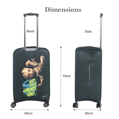 Image of Heart Home 26-30 Inch Polyester Large Size Suitcase Cover | Machine Washable Luggage /Trolley Bag Cover Protector | Infinity Gauntlet Print - Sky Blue