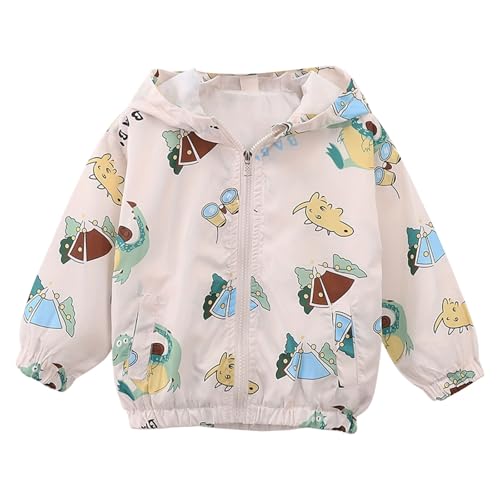 Kids Girls Waterproof Windproof Jacket Hooded Long Sleeve Zip Up Coat Car Print Fall Lightweight Outwear Jackets