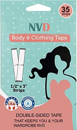 NVD Double Sided Bra Stickers Tape For Fashion, Clothing & Body, Strong and Clear Tape for All Skin Tones and Fabric, Waterproof & Sweatproof, Bra Tape Strips (36)