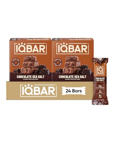 IQBAR Clean High Protein Bars, Low Sugar Keto, Chocolate Sea Salt 24ct