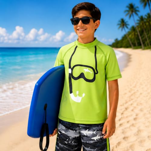 Image of iXtreme Boys Swim Set - 2 Piece Rash Guard Short Sleeve Swim Shirt and Boys Swim Trunks for Infants Toddlers & Big Boys