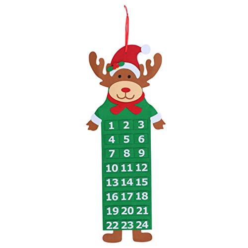 LIOOBO Creative Non-woven Fabric Christmas Advent Calendar DIY Decorative Xmas Countdown Calendar Home Door Wall Hanging Ornaments (Christmas Elk)