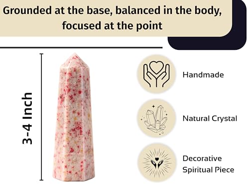 Image of Certified Cinnabarite Crystal Tower Obelisk Point for Chakra, Healing and Balancing - AAA Grade Original Certified Gemstone Agate for Reiki Meditation Yoga Spiritual (3-4 Inches)