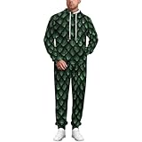Green Dragon Scale Men‘s Track Suits Casual Sets 2 Piece Outfits Sweatsuit for Women Hooded Sweatshirt and Pants XL