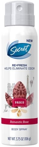 Secret Refresh Romantic Rose Body Spray 3.75 Oz. Bottle (3 Pack)