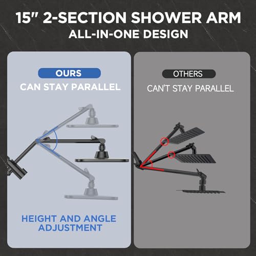Veken Wide Rain Shower Head with Multi-Modes Handheld Water Spray,High Pressure Showerhead Combo with Arm for Bathroom Accessories,Home Decor Adjustable Dual Shower with Anti-Clog Nozzles,Matte Black