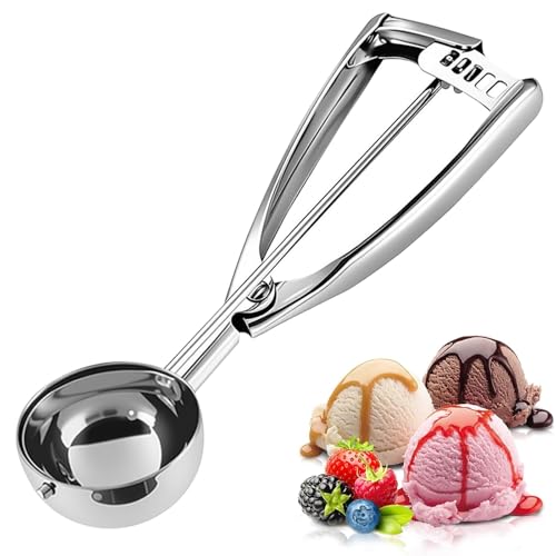 YGHSZ Ice Cream Scoops with Easy Trigger - Large Sized (6.3cm) 304 Stainless Steel Cookie Scoop for Meatballs, Mellon Balls, Mashed Potatoes and Muffins