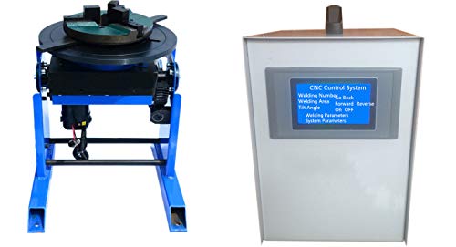 Hanchen Precise Welding Positioner 0-100º Turntable 30KG CNC Automatic Control Positioning Machine for Welding Pipe Workpiece Rotary Welding Equipment (Chuck 200mm, Center Hole 25mm)