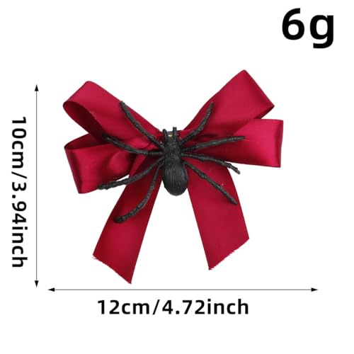 Image of Havilah Halloween Hair Clip 2 Pcs - Spider Bow Accessory for Cosplay Cute Side Clip Unique Bangs Clip - Red