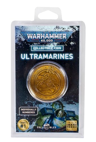 AAA Merchandise Warhammer 40.000 Ultramarines Münze - Limitiert auf 5.000 Einzeln nummeriert in römischen Ziffern Marneus Calgar Ultramarines-Stempel Klassisch Unisex Ab 72 Jahren Deutsch