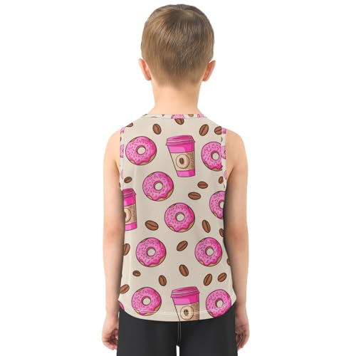 J JOYSAY Donut Coffee Bean Beige Boys Tank Top Sleeveless Muscle Shirts Quick Dry Kids T-Shirts 3-15T3
