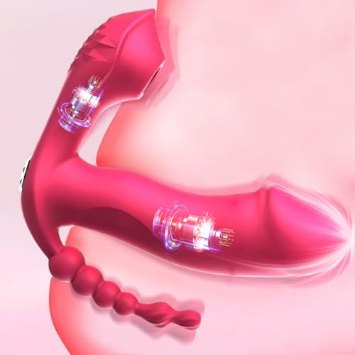 Newly Sitting and Riding Toys Adult Tools for Women 7 Powerful Modes Realistic Silicone Waterproof Slant Hole Charging Play Thrusting Games Flexible Sensory Toys for Couples, WA2604TA2908 (Red)