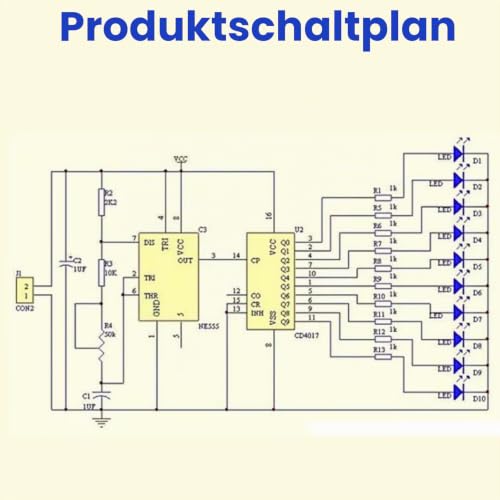 CD4017 Lauflicht-Lötbausatz, Elektronik-DIY-Übungsplatine, 10-Kanal-LED-Lauflichteffekt, NE555-Taktgeber, ideal für Elektronik-Einsteiger & DIY-Projekte