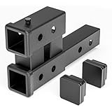 YZONA Dual Hitch Extender, 2 Inch Hitch Extension, Drop-Rise Tow Trailer Hitch Adapter, 4000 LBS Capacity Double Receiver Extender Fits Standard 2' Class III & IV Receivers for Cargo Carrier Bike