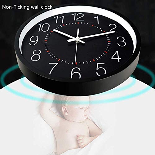 Cookadvan Modern Wall Clock, Round Silent Non-Ticking Battery Operated Wall Clock With Plastic Frame Glass Cover, Easy To Read Simple Style Decorative, For Home/Office/School (12In, Black) #TOP2