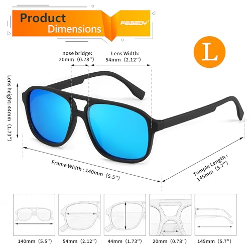 Image of FEISEDY Polarized Aviator Sunglasses for Men Women Lightweight TR Frame Double Bridge Square Pilot Sun Glasses Shades B0120