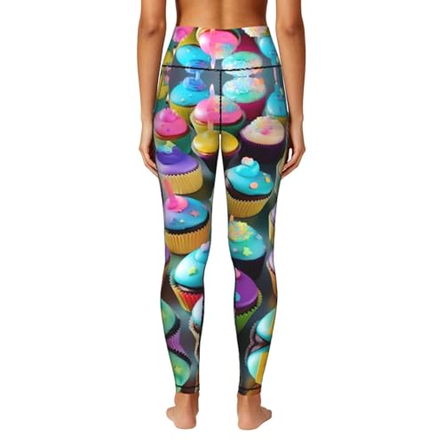 Leggings con estampado de cupcakes TTYDOKLA para entrenar sin transparencias 4