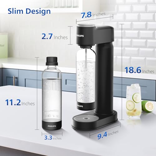 Philips Sparkling Water Maker ADD4901BKOQ/37, Plastic Soda Streaming Machine with Quick Twist Bottle, 1L BPA free PET Carbonating Bottle, Soda Maker Compatible with 60L CO2 Carbonator (NOT Included) by Philips - Image 4