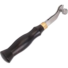 Leather Edge Creaser, 0.5mm Adjustable Screw Heated Leather Edge Creaser Tool Ebony Handle Arc Design Stainless Steel Heatable Leather Groover for Leathercraft