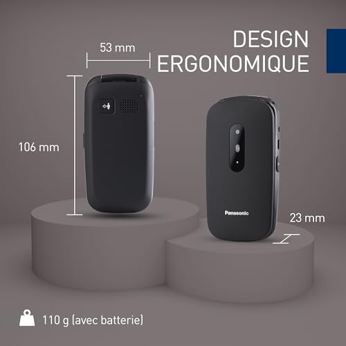 Panasonic KX-TU446EXB Téléphone Portable 2G à Clapet, Sans forfait, Bouton d’Appel d’Urgence SOS, Amplificateur Vocal, Gros Boutons, Grand affichage,Grands chiffres, Flash, Écran couleur, Noir