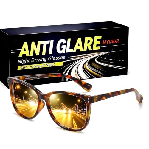 Myiaur Polarized Night Vision Driving Glasses for Women Yellowtortoise