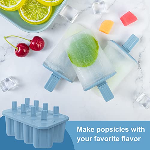 Korlon Popsicle Molds, 8 Cavity Popsicle Maker Molds Set, Homemade Ice Popsicles Molds For Kids With Sticks & Brush & Funnel For Making Yogurt Juice Smoothies #TOP6
