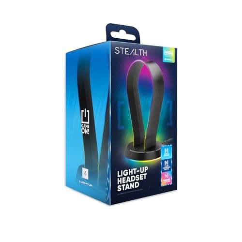 STEALTH LED Light Up Gaming Headset Stand in Black for PS4, PS5, XBOX, Switch and PC - USB Powered with 12 RGB Effects